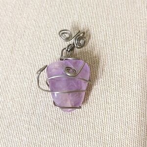 - Handmade Wire Stone Pendant Purple